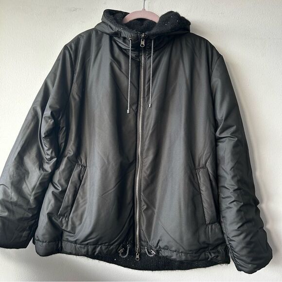 TONET Alpaca blend Black Hooded Zip-Up Reversible Jacket made In Italy - Picture 5 of 13